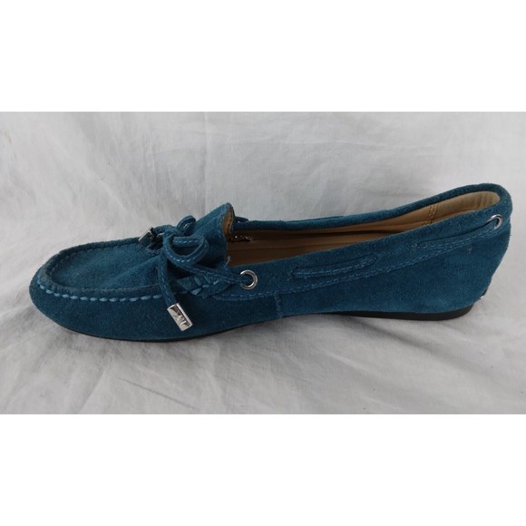 Michael Kors Sutton Leather Suede Moccasins Loafer Shoes Teal Womens Size 6 M - Picture 4 of 9